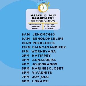 March 15 th 6pm cst .  $5 Marathon Unlisted $5 start.